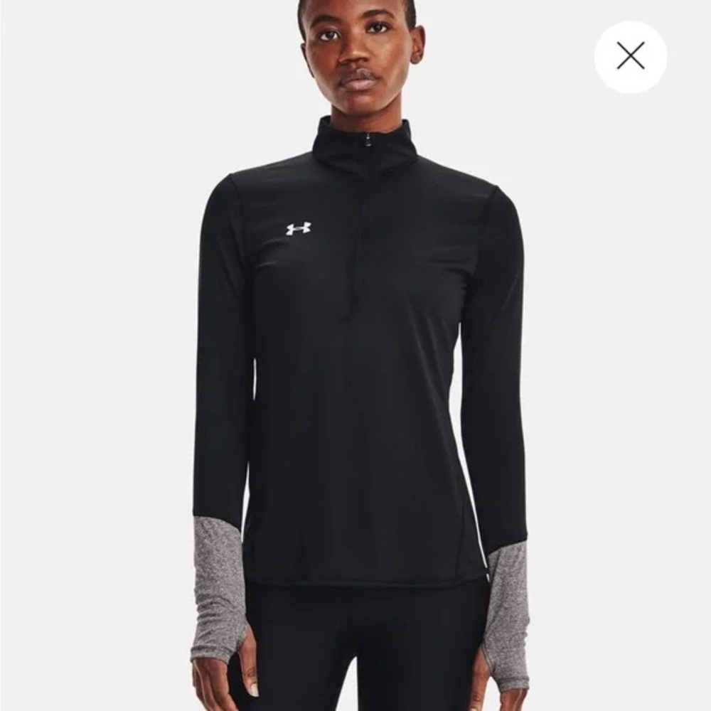 Under Armour Black and Gray Fitted Long Sleeve Tee